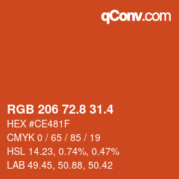 カラーコード: RGB 206 72.8 31.4 | qconv.com
