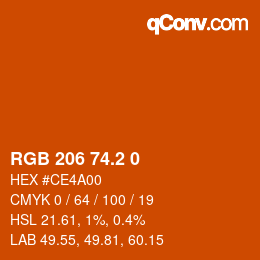 カラーコード: RGB 206 74.2 0 | qconv.com