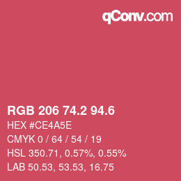 カラーコード: RGB 206 74.2 94.6 | qconv.com
