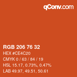 Farbcode: RGB 206 76 32 | qconv.com
