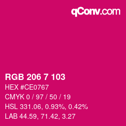Color code: RGB 206 7 103 | qconv.com