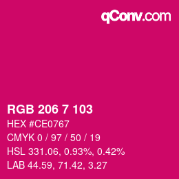 Código de color: RGB 206 7 103 | qconv.com