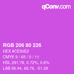 颜色代码: RGB 206 80 226 | qconv.com