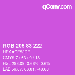 Color code: RGB 206 83 222 | qconv.com