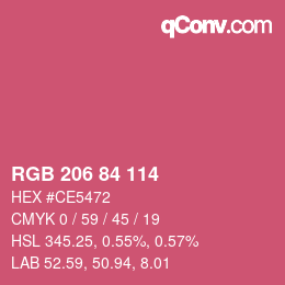 Color code: RGB 206 84 114 | qconv.com