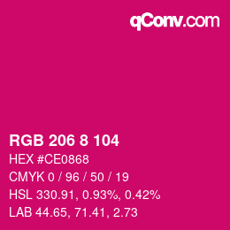 颜色代码: RGB 206 8 104 | qconv.com