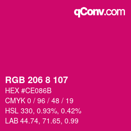 颜色代码: RGB 206 8 107 | qconv.com