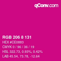 Color code: RGB 206 8 131 | qconv.com