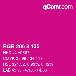 Color code: RGB 206 8 135 | qconv.com