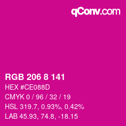 Color code: RGB 206 8 141 | qconv.com