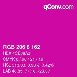 Color code: RGB 206 8 162 | qconv.com