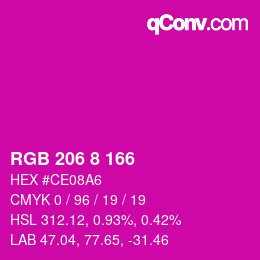 Color code: RGB 206 8 166 | qconv.com
