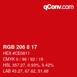 Color code: RGB 206 8 17 | qconv.com