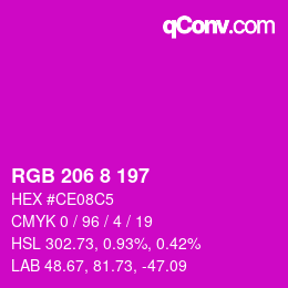Color code: RGB 206 8 197 | qconv.com