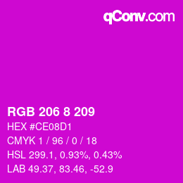 Color code: RGB 206 8 209 | qconv.com