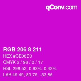 Color code: RGB 206 8 211 | qconv.com