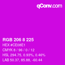 カラーコード: RGB 206 8 225 | qconv.com
