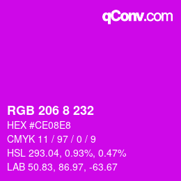 Color code: RGB 206 8 232 | qconv.com