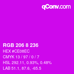 Color code: RGB 206 8 236 | qconv.com