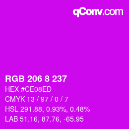 Color code: RGB 206 8 237 | qconv.com