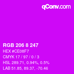 Color code: RGB 206 8 247 | qconv.com