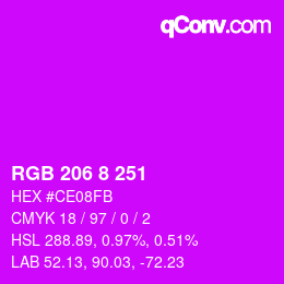 Color code: RGB 206 8 251 | qconv.com