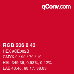 Color code: RGB 206 8 43 | qconv.com