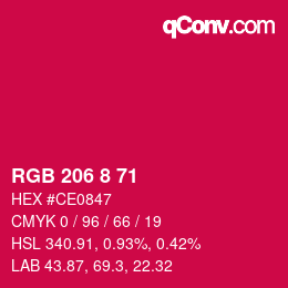 Color code: RGB 206 8 71 | qconv.com