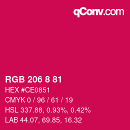 颜色代码: RGB 206 8 81 | qconv.com