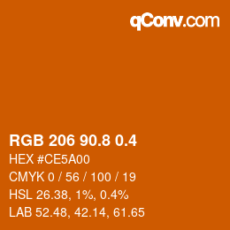 カラーコード: RGB 206 90.8 0.4 | qconv.com