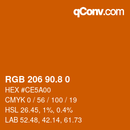 カラーコード: RGB 206 90.8 0 | qconv.com