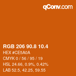 カラーコード: RGB 206 90.8 10.4 | qconv.com