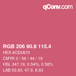 カラーコード: RGB 206 90.8 115.4 | qconv.com