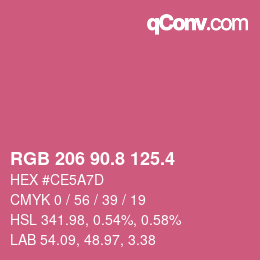 カラーコード: RGB 206 90.8 125.4 | qconv.com