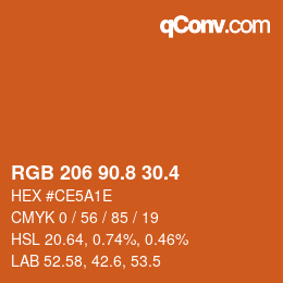 カラーコード: RGB 206 90.8 30.4 | qconv.com