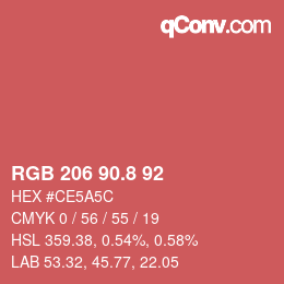 カラーコード: RGB 206 90.8 92 | qconv.com