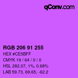 Color code: RGB 206 91 255 | qconv.com