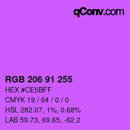 Color code: RGB 206 91 255 | qconv.com