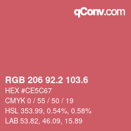 カラーコード: RGB 206 92.2 103.6 | qconv.com