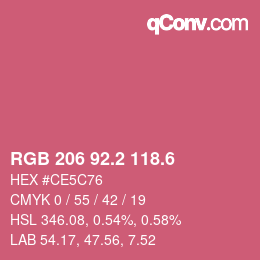 カラーコード: RGB 206 92.2 118.6 | qconv.com