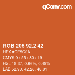 カラーコード: RGB 206 92.2 42 | qconv.com