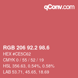 カラーコード: RGB 206 92.2 98.6 | qconv.com