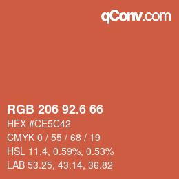 カラーコード: RGB 206 92.6 66 | qconv.com
