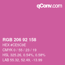 カラーコード: RGB 206 92 158 | qconv.com