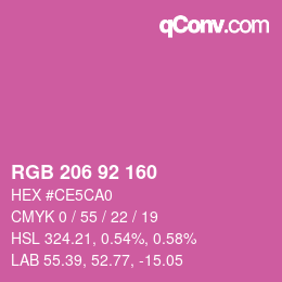 カラーコード: RGB 206 92 160 | qconv.com