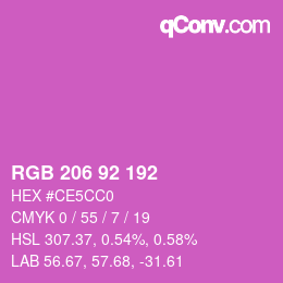 颜色代码: RGB 206 92 192 | qconv.com