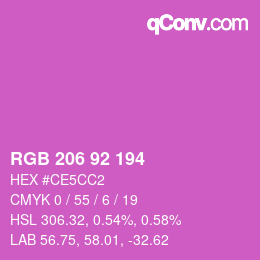 颜色代码: RGB 206 92 194 | qconv.com
