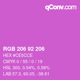 颜色代码: RGB 206 92 206 | qconv.com