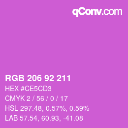 颜色代码: RGB 206 92 211 | qconv.com