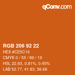 カラーコード: RGB 206 92 22 | qconv.com